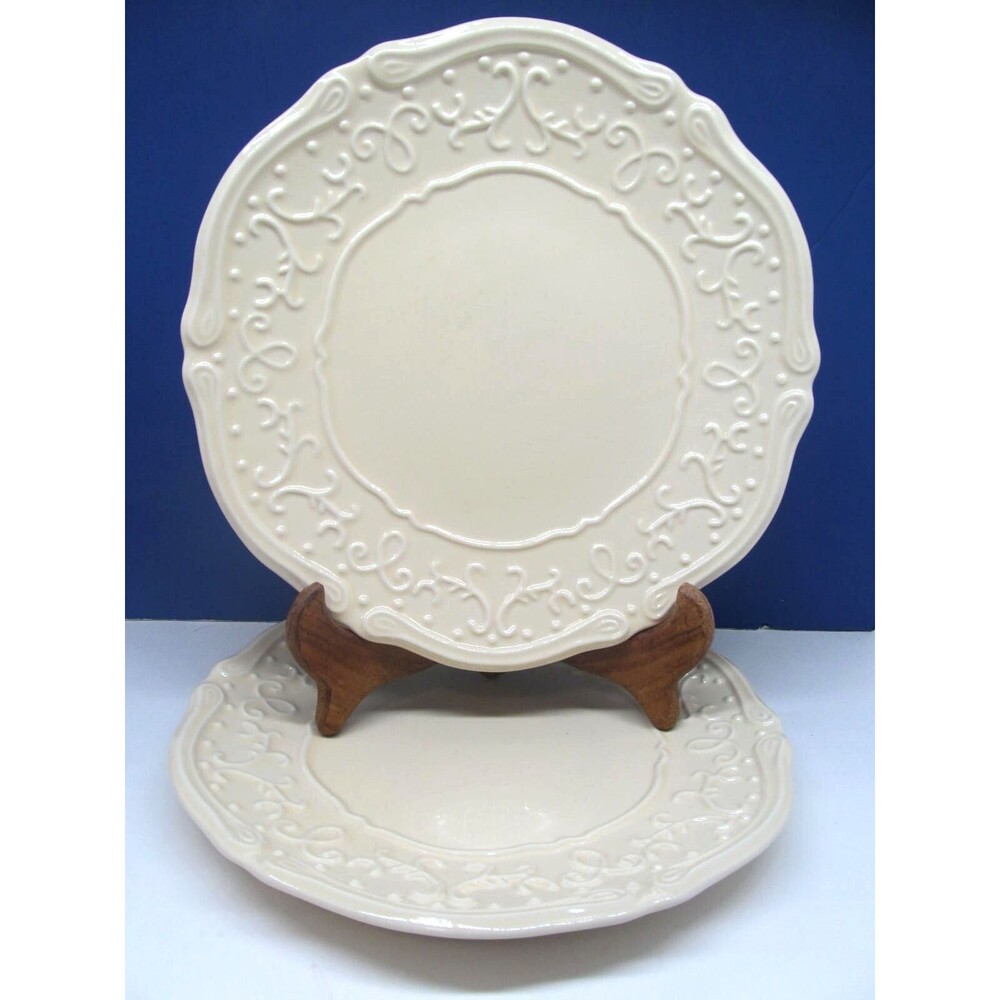 Temp-Tations Vintage Grace Cream 10.5" Dinner Plates Set of 2